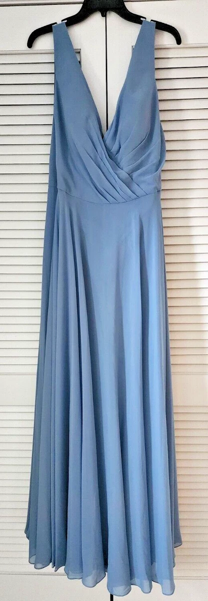 blue and white floral one shoulder dress Jenny Yoo Dress Camille in Whisper Blue main image 1