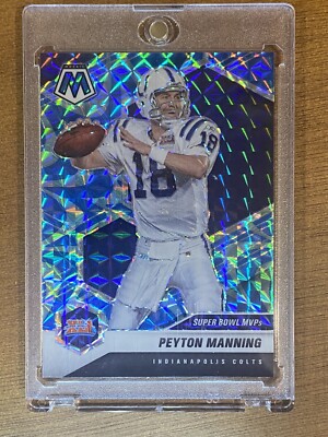Peyton Manning RARE BLUE REACTIVE REFRACTOR SB MVP INVESTMENT CARD COLTS  MINT