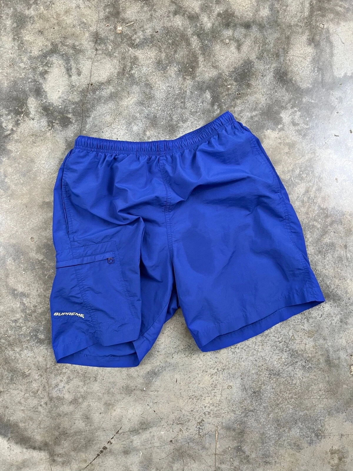Short de poche zippé côté bleu Supreme cargo petit logo streetwear