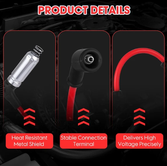 8 Cabos De Bujias Alto Rendimiento Para Escalade Chevrolet Silverado GMC Sierra - Imagem 3 de 4