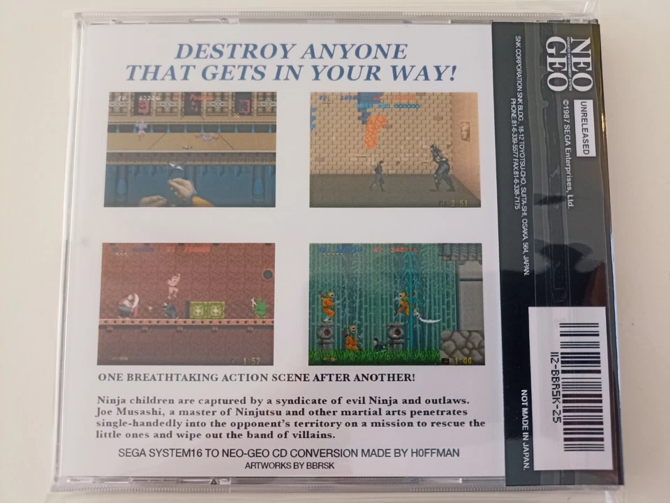 SNK Neo Geo CD CDZ Shinobi Sega System16 conversion - Photo 3/4
