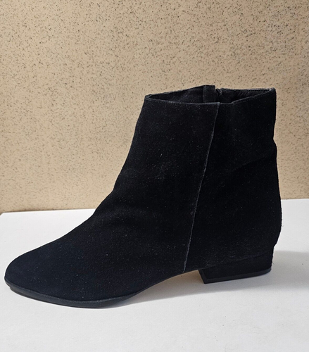 NEW Women's NINA Size 6.5 BLACK LEATHER Ankle Boot Heel Pump Shoes SPAIN - Picture 2 of 8