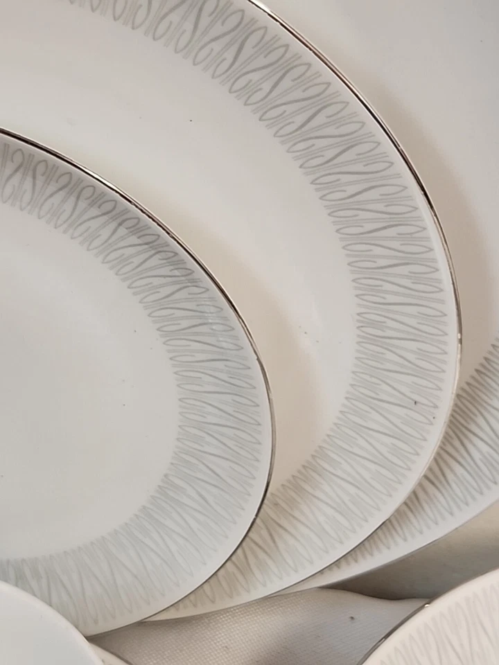 SELTMANN WEIDEN BAVIERA ALEMANIA BLANCO LIANA GRIS GEOMÉTRICO 24 PIEZAS SERVICIO 4 Foto 3 de 4