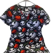 NWOT Disney Nightmare Before Christmas Halloween Small Scrubs Top