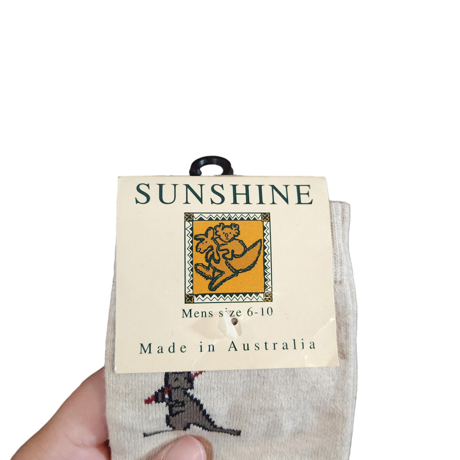 SUNSHINE Australian Made Kangaroos Playing Golf Novelty Socks Men's 6-10