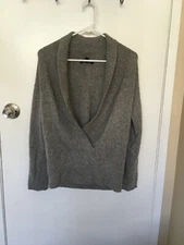 Banana Republic Grey Shawl Neck Sweater WOOL-ANGORA RABBIT HAIR BLEND (Size S)