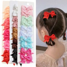 10Pcs/set Mini Small Baby Girl Kids Ribbon Hair Clip Bows Clips Cute Bow School  