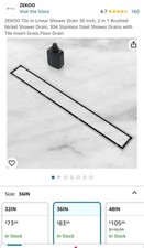 ZEKOO Tile in Linear Shower Drain 36 Inch, 2 in 1 Brushed Nickel Shower. New.