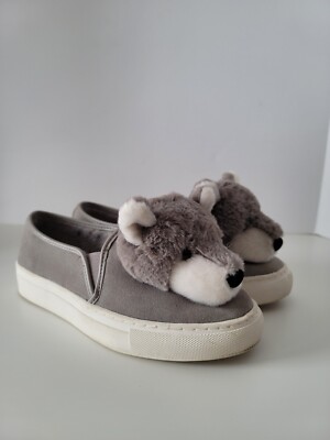 Katy Perry The Foxy Grey Suede Slip on Sneaker Women's Plush Fox Head 