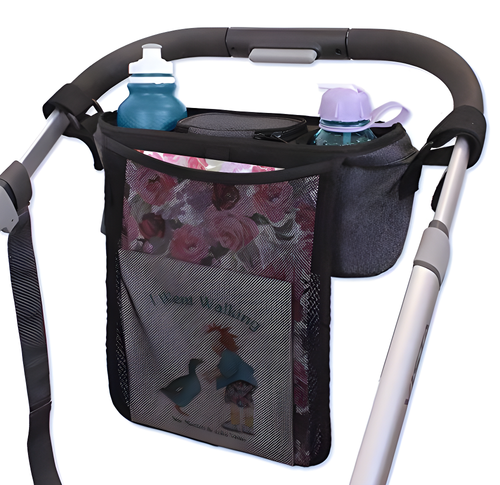 Baby Kinderwagen Organizer Aufbewahrung Caddy Korb mit Getränkehalter, Premium starres Design - Bild 7 von 9