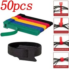 50x Hook type CABLE TIES Hook & Loop Wire Lead Desk Tidy Organiser SMALL SIZE