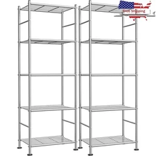 5-Tier Metal Shelving Unit 2-Pack Space Saving Storage Rack Heavy Duty New