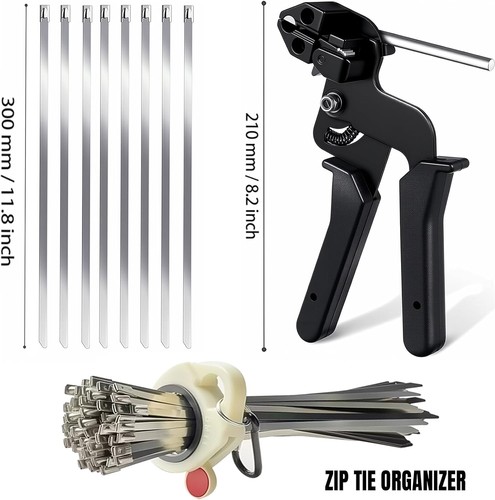 Metal Zip Ties with Stainless Steel Cable Tie 100pcs UV-Resistant, 11.8in - Afbeelding 2 van 9