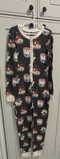 Old Navy Kids XL 12 One-Piece Snug Fit Cotton Christmas Santa Pajamas Gray