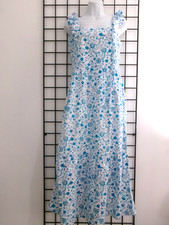 DRAPER JAMES SIZE MEDIUM STRETCH BODICE / AQUA FLORAL PRINT / MAXI DRESS