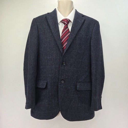 Marks And Spencer Abraham Moon Tweed Jacket Blazer Blue Wool Men’s Size 38R