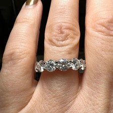 3.0Ct Round Cut VVS1 Certified Moissanite Eternity Band in 14K White Gold Plated