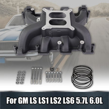 Aluminum Dual Plane Carb Intake Manifold For Gm Ls1 5.3l Ls2 6.0l Black