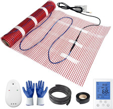 Electric Radiant Floor Heating System with Thermostat for 100 Sq.Ft Bathroom