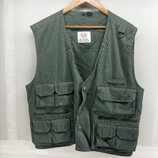 Players By Van Heusen Fishing Vest Jacket Men's M Green Utility Pocket Cotton