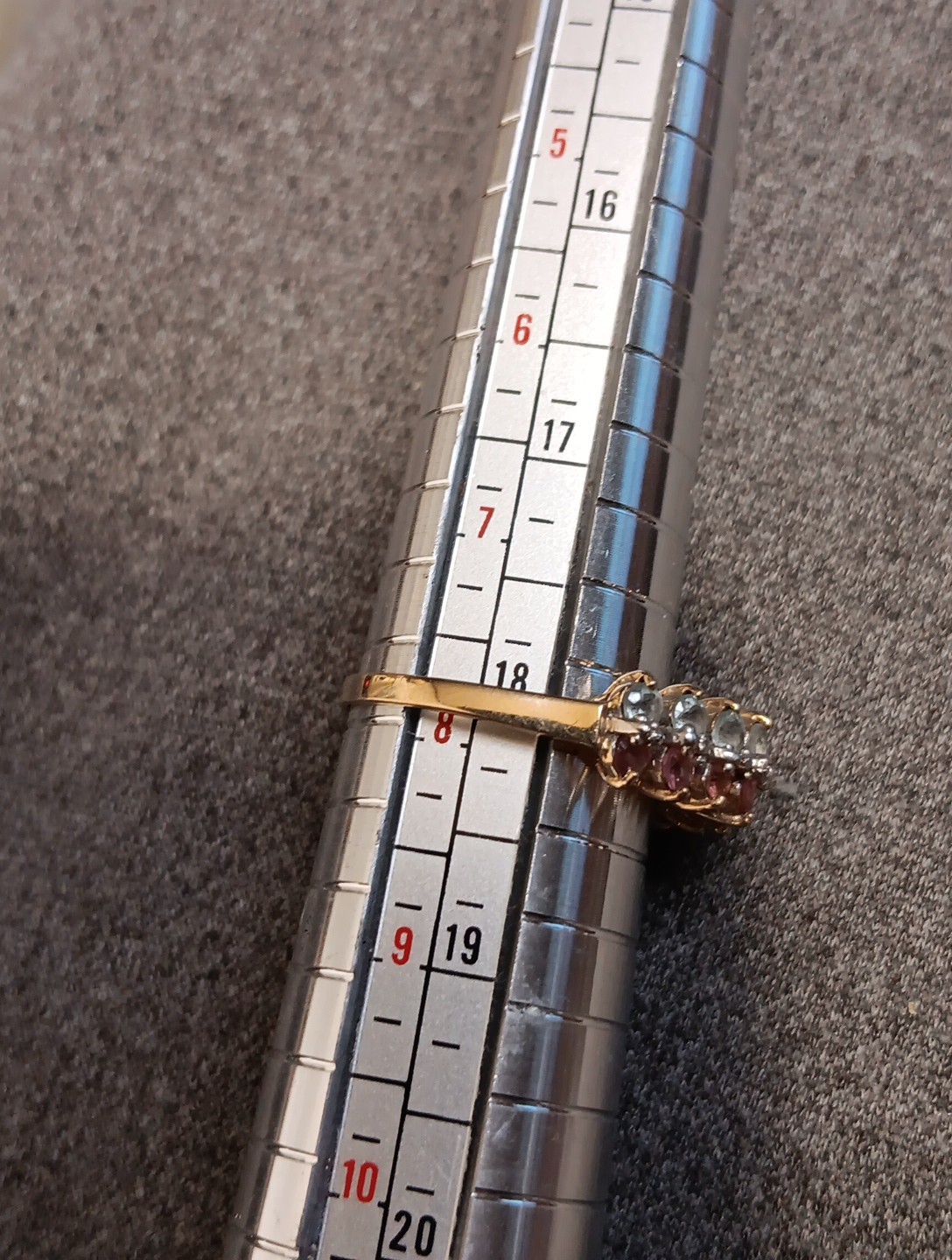 Solid 10k Gold Ring Lab Created Pink Sapphire & D… - image 4