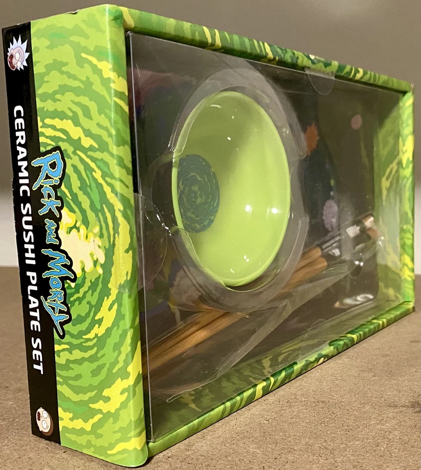 Conjunto de prato de sushi prata Buffalo Rick & Morty cerâmica novo na caixa - Imagem 4 de 4