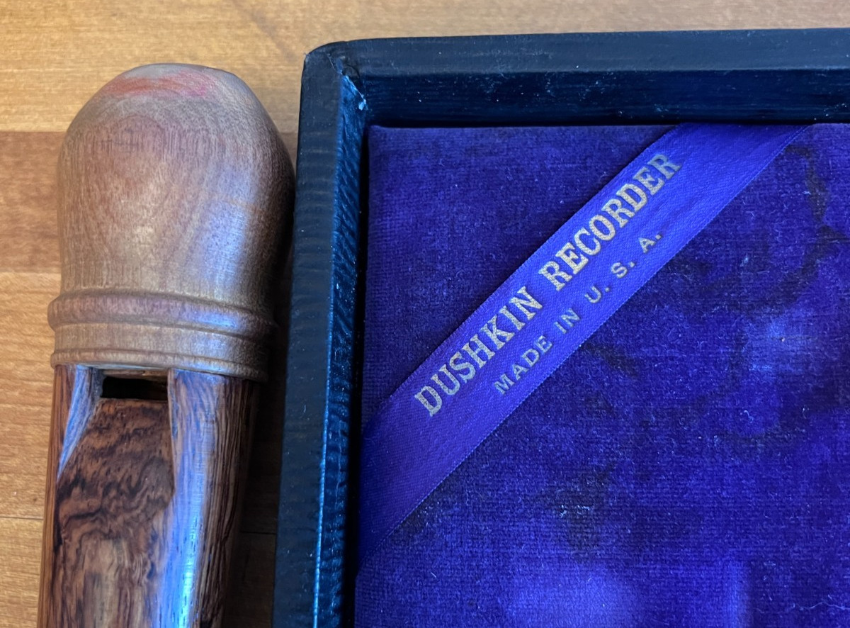 Dushkin Recorder -Vintage Wooden Recorder Instrument made in USA