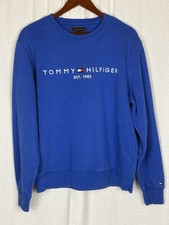 Mens Tommy Hilfiger Embroidered Tommy Logo Sweatshirt Crewneck Blue Large