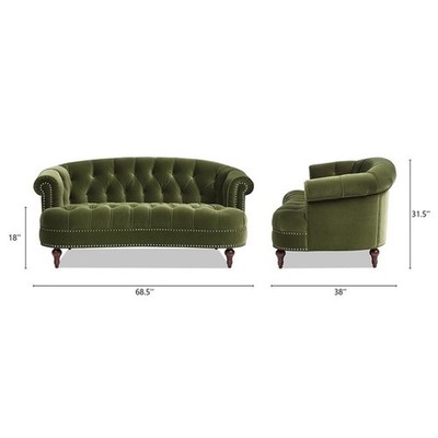 La Rosa Victorian Chesterfield Loveseat Olive Green