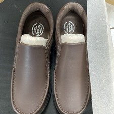 FitVille Men's Wide Slip on Shoes Leather Loafers Casual Slip-On Brown 11 /2