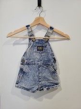 VTG OshKosh B'Gosh ACID WASHED BLUE DENIM OVERALLS Vestbak Shorts Shortalls 18mo