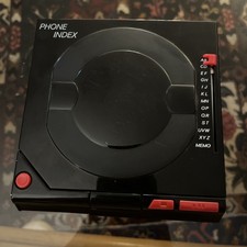 Vtg 1989 Walkman Style Pop Up Phone Index Address Book Retro Office Black Red