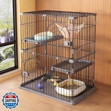 Slim 2/3-Tier Cat Cage for Large Cats Easy Assembly Pet Cage with Wide Door a