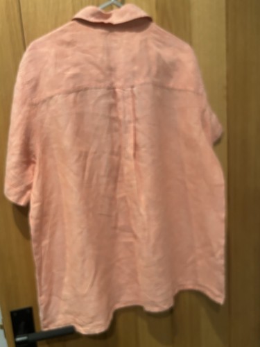 Lands End Coral Pink Linen Top Size L (14) - Picture 2 of 3