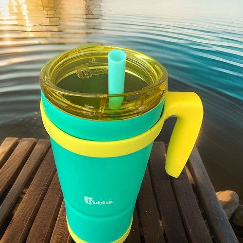 NEW Bubba Envy S Insulated Stainless-Steel Straw&Bumper Teal Yellow 32Oz Nice! - Picture 4 of 5