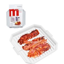 Microwave It Bacon Rack Crisper Cook Defrosting Plastic Tray Food Kitchen Dish