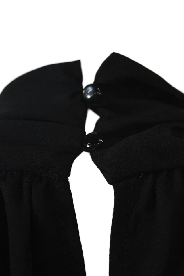 Blusa Lola And Sophie Mujer Negra Cuello Simulado Botón Manga Corta Talla S Foto 4 de 4