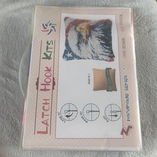 Latch Hook Kit Pillow American Flag Eagle 17x17 Inches Needlework DIY