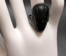 Vintage Size 6 Mexican Carved Onyx/Sterling Silver Ring