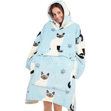 Oversized Hoodie Blanket for Women - Soft Wearable Cat Sweatshirt Gift