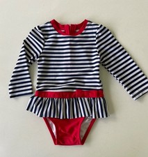 Cat  Jack Patriotic Long Slv One Piece Swimsuit Rashguard Baby girls 12mo.