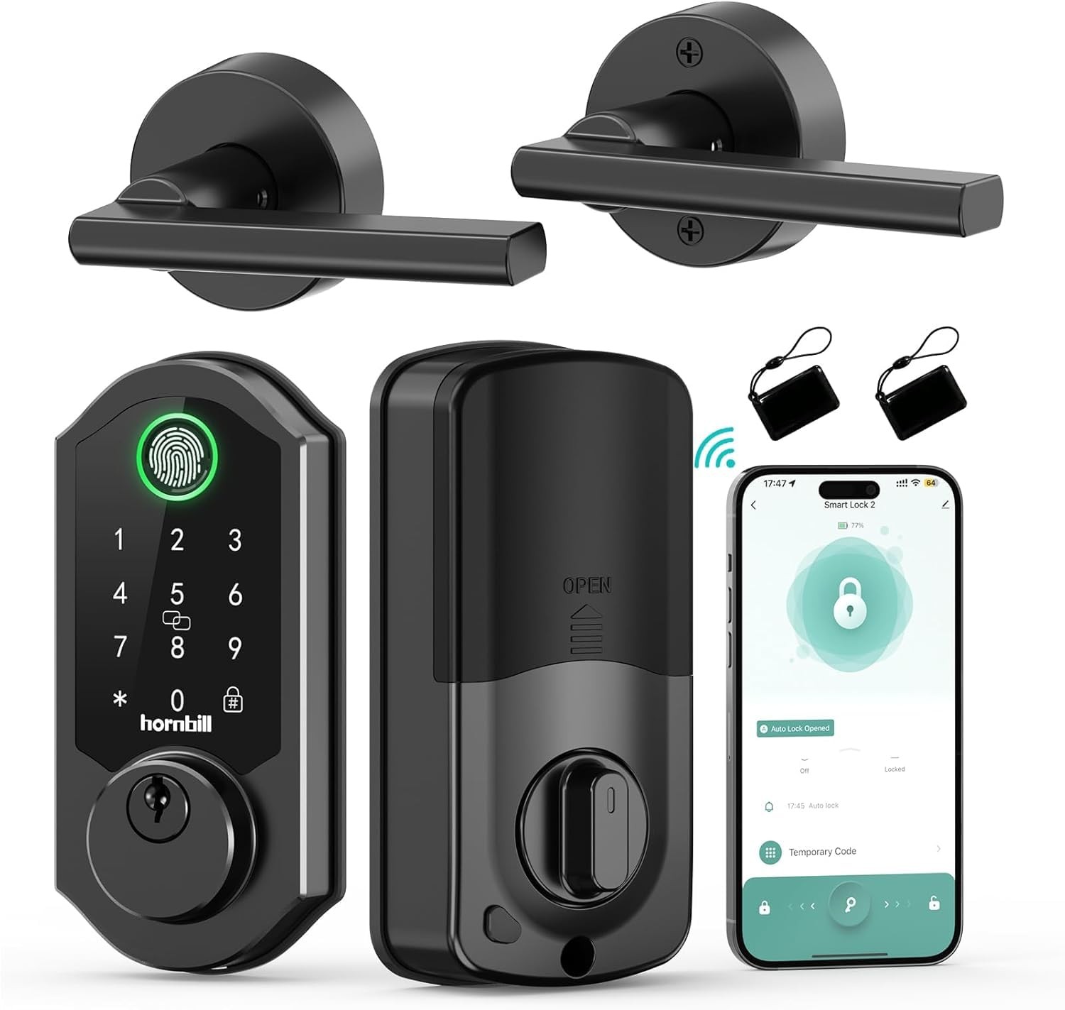 Smart Front Lock Set Fingerprint: WiFi Deadbolt with Code App Keypad Keyless ...
