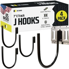 DC Cargo - E Track J Hooks (7" - 4 Pack) - Large Heavy Duty Accessories - Han...