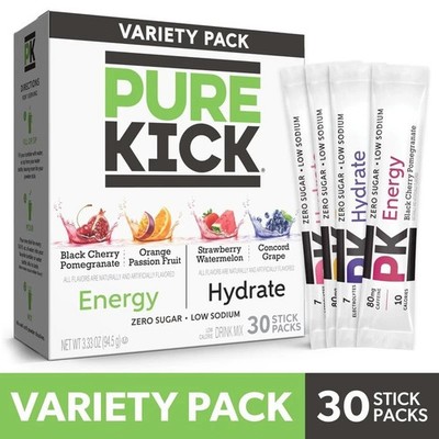 Pure Kick Energy & Hydration Electrolyte Powdered Drink Mix Variety pack, 30 Cou