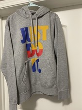 Nike Sportswear Just Do It Pullover Fleece Hoodie Gray Mens Large