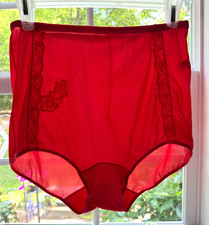 1950s Panties Granny Red Lace Double Nylon Gusset Pillow Tab 6