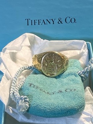 Vintage Rare Tiffany 18K Yellow Gold Signet Ring