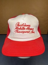 Vintage Indiana Mobile Home Transport Inc USA Made Red Mesh SnapBack Trucker Hat