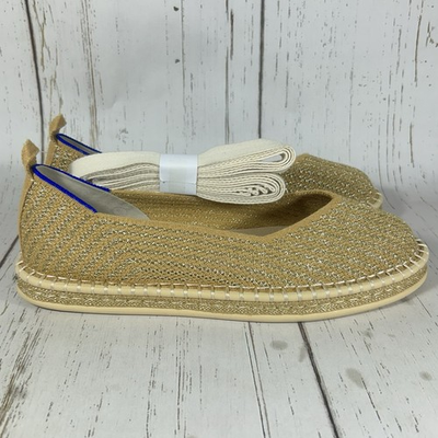 #ad Rothy’s The Espadrille Gold Stripe Women’s Shoes Slip On Flats Size 7.5 $61.97