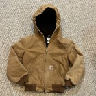 Carhartt Youth Small 6-7 Brown Duck Canvas Hooded Jacket Distressed